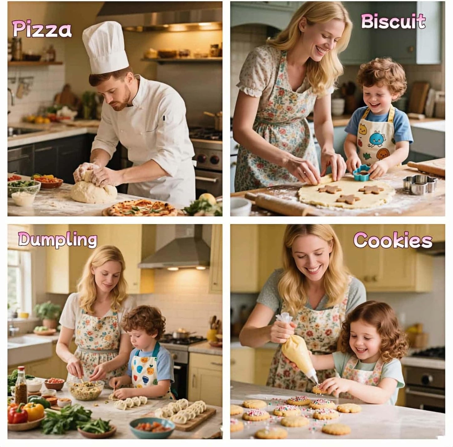 Stainless Steel & Beechwood Rolling Pin with Adjustable Thickness - Ergonomic Dumpling/Pasta Maker、Pizza, Kitchen Tool for Home Chefs, Dishwasher Safe & Rustproof Design (T)