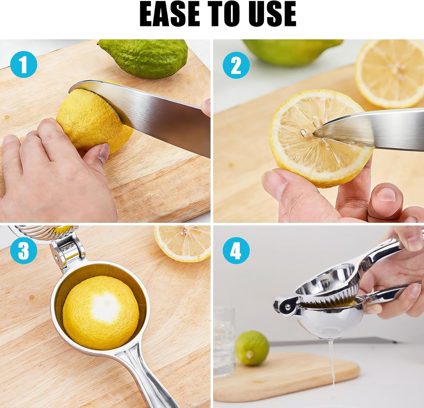 Lemon Squeezer Manual, Large Handheld Metal Lemon Juicer Squeezer Dishwasher Safe, Heavy Duty Lemon Press Squeezer is Suitable for Lemon, Lime, and Citrus,Easy to Use and Clean - Silver