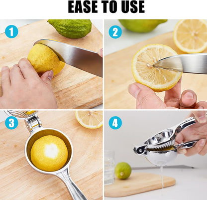Lemon Squeezer Manual, Large Handheld Metal Lemon Juicer Squeezer Dishwasher Safe, Heavy Duty Lemon Press Squeezer is Suitable for Lemon, Lime, and Citrus,Easy to Use and Clean - Silver