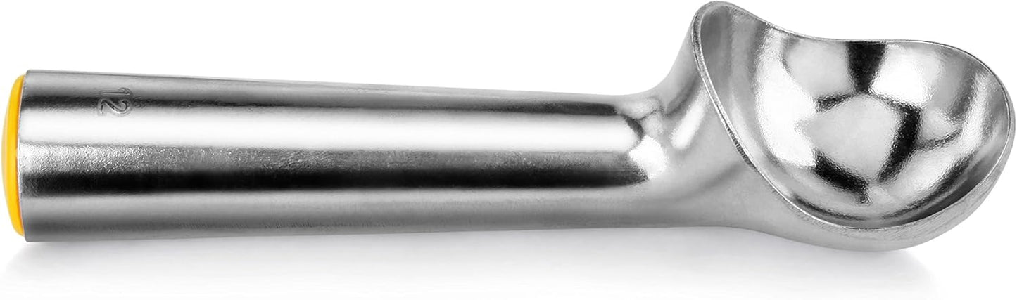 New Star Foodservice Commercial Ice Cream Dipper Scoop, Size 12, 3 oz Aluminum Ice Cream Scoop with Yellow Handle, Hand Wash Only