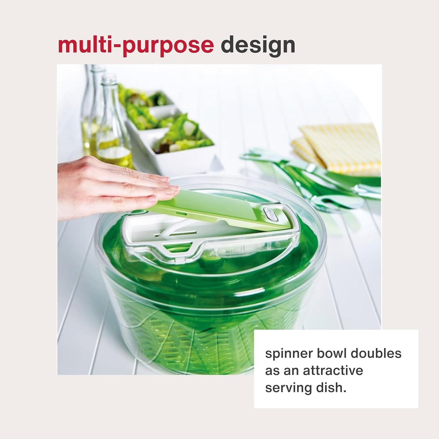 Zyliss Swift Dry Stainless Steel Salad Spinner - Fruit Cleaner & Lettuce Spinner with Push Pump - Non-Slip Bowl - Dishwasher Safe - Small