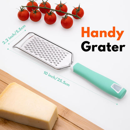 Rainspire Professional Cheese Graters for Kitchen Stainless Steel Handheld, Metal Lemon Zester Grater With Handle For Cheese, Chocolate, Spices, Kitchen Gadgets And Tools, Soft Grip Handle, Black