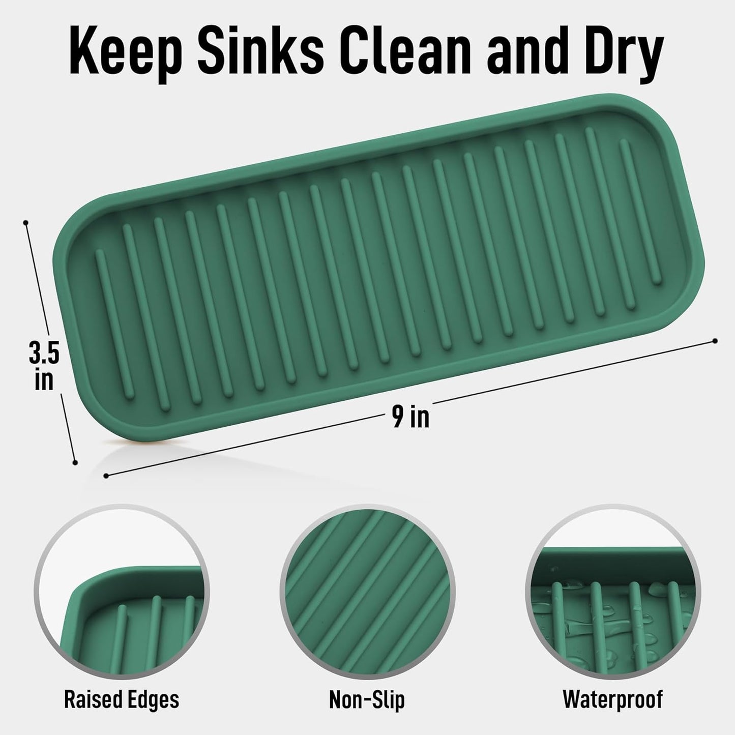 Zulay Kitchen (9x3.5in Sponge Holder for Kitchen Sink - Flexible Heavy-duty Multipurpose Sink Caddy - Counter Organizer for Kitchen, Bathroom, Makeup, Trinkets & More! (Grey)
