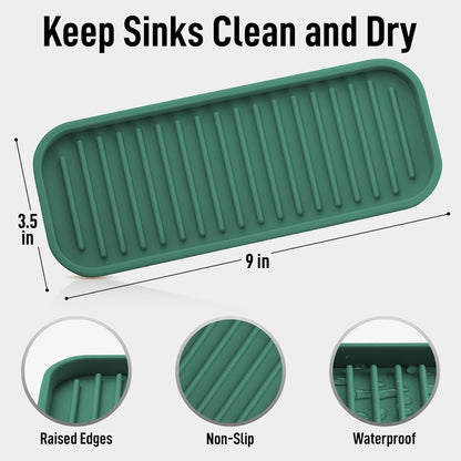 Zulay Kitchen (9x3.5in Sponge Holder for Kitchen Sink - Flexible Heavy-duty Multipurpose Sink Caddy - Counter Organizer for Kitchen, Bathroom, Makeup, Trinkets & More! (Grey)