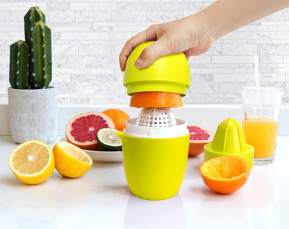 Lechin Hand Juicer - Citrus Juicer with Lemon Shape - Hand Lemon Juicer with Two Press Options for Different Fruits (Yellow)