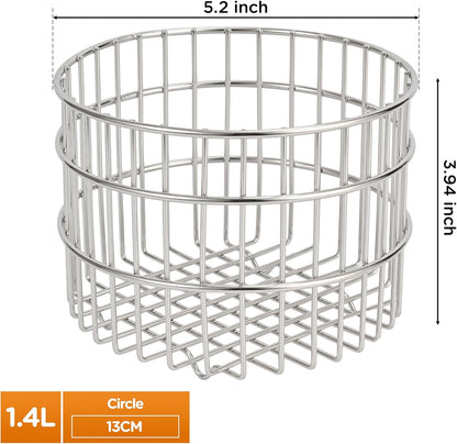 304 Stainless Steel Wire Mesh Fruit Basket Colander, 1.5L Countertop Storage Organizer for Fruits, Vegetables, Snacks.5.12 x 5.12 x 3.94 in (13cm,Rounded Square)