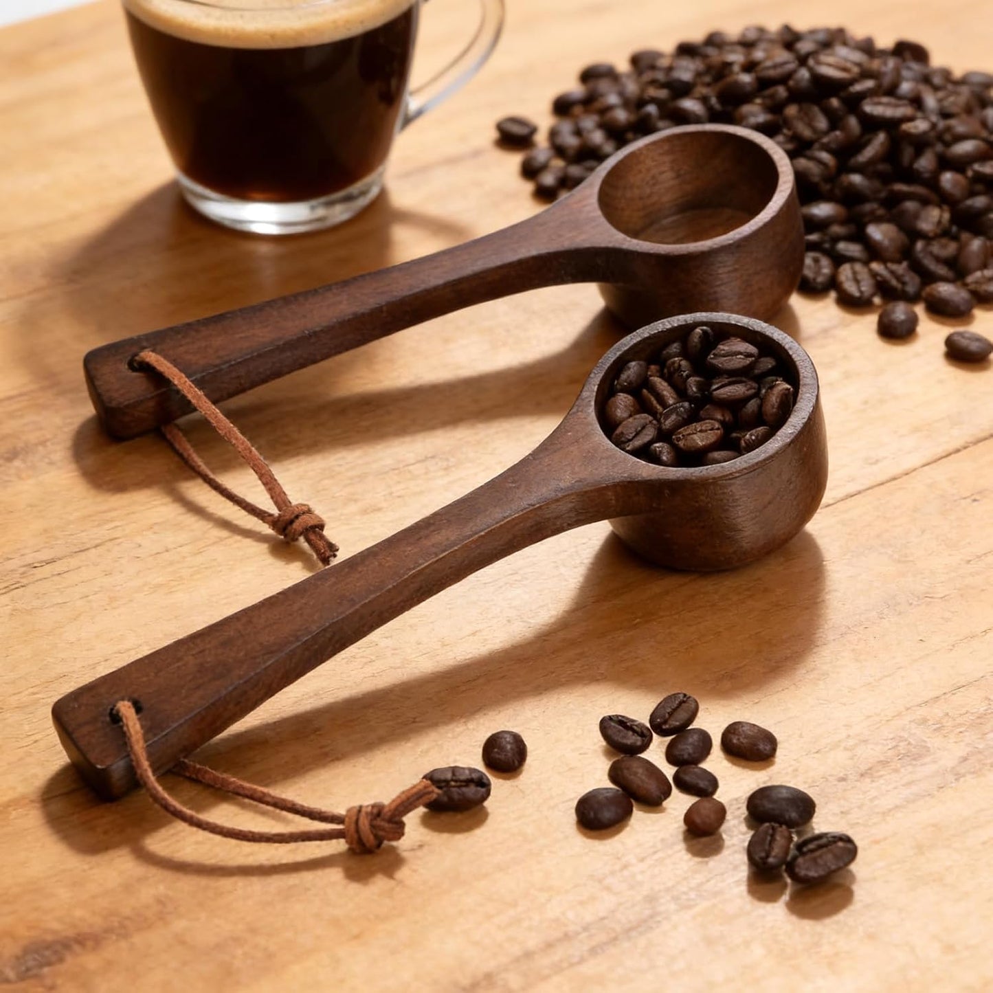 Coffee Scoop for Ground Coffee Wooden Spoon Long Handle Wooden Scoop 10g Measuring Laundry Scoops for Tea, Spices, Kitchen Accessory