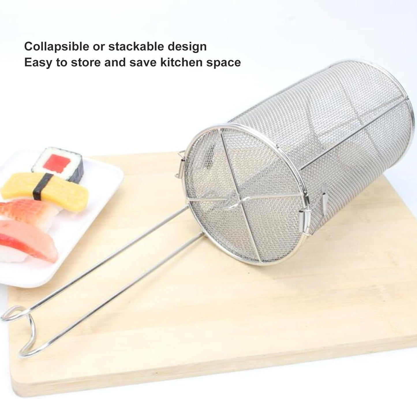 Stainless Steel Spice Seasoning Strainer, Collapsible Tea Strainer, Soup Seasonings Seperation Basket with High Extension Handle Design for Cooking Brines Soups Spices