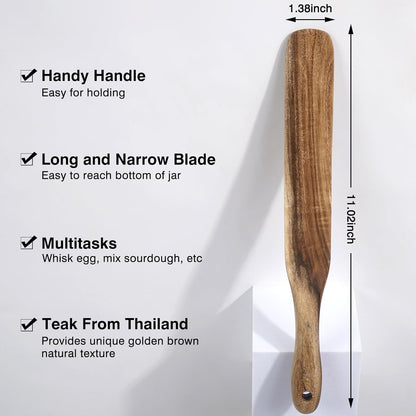 MYRAINBOW 2 Pack Spurtle for Sourdough Starter, Spreading, Cooking, Mixing, Reaching Bottom of Jar, Kitchen Utensils, Spurtles Kitchen Tools Wooden Kitchen Utensils for NonStick Cookware
