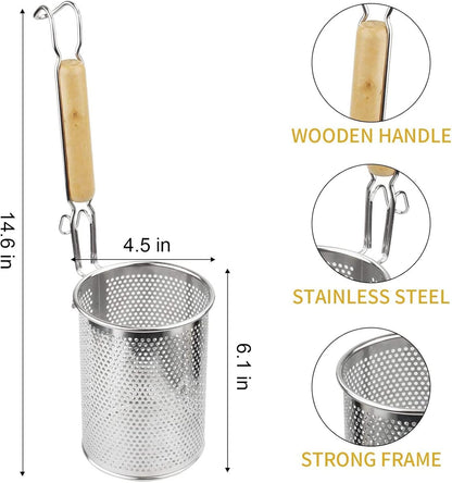MyLifeUNIT Pasta Strainer, 2 Pack Stainless Steel Mesh Spider Strainer for Pasta, Noodle, Dumpling (4.54"D x 6.1"H)