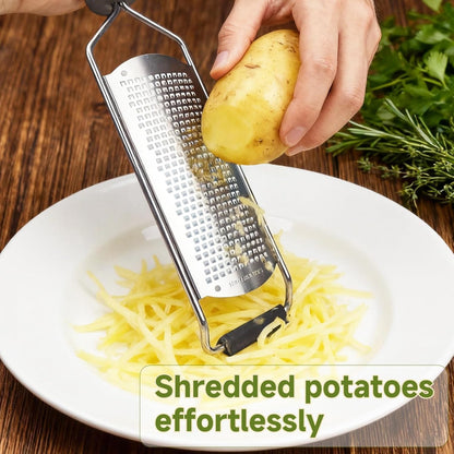 Cheese Grater Handheld & Lemon Zester with Handle, Stainless Steel Citrus Zester for Parmesan Garlic Ginger (Red)