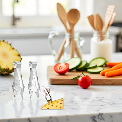2Pcs Multi-Functional Fruit & Vegetable Stem Remover Clip, Strawberry Huller, Pineapple Eye Remover, Kitchen Gadget, Silver Stainless Steel Handle