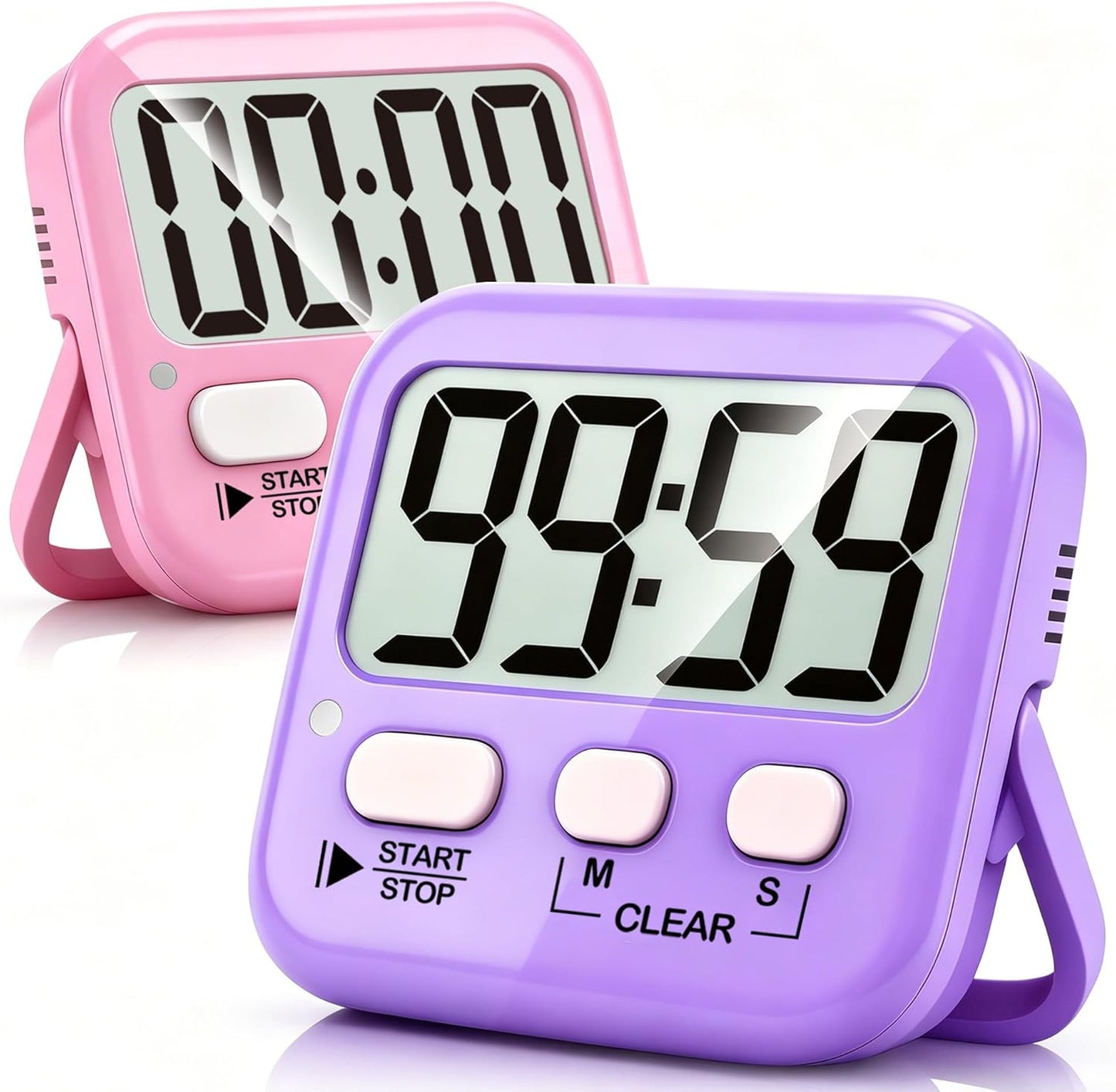 Antonki 2 Pack Digital Timer for Kids, Magnetic Countdown Kitchen Timers for Cooking, Egg, Classroom, Teacher, Exercise, Study, Oven - Battery Included