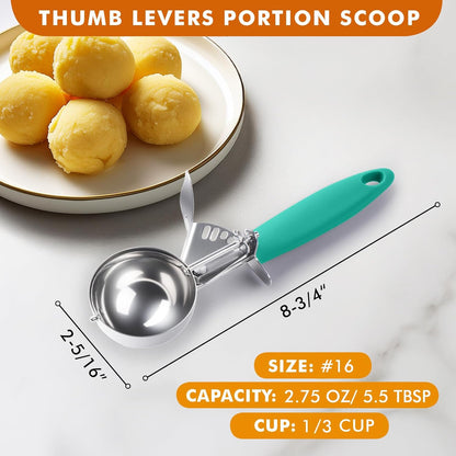 JUNADAEL J Portion Scoop, #20/2 OZ Ice Cream Scooper, Muffin Scoop, Disher, Yellow Handle, for Portion Control, Cookie Dough, Muffin, Cupcake Batter, Ice Cream, Mashed Potatoes