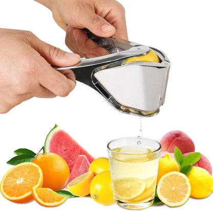 Lemon Squeezer, Stainless Steel Hand Flat Manual Juicer, Lime Press Handheld, Easy to Use Fruit Citrus Press for Lemons, Citrus, Lime, Orange (Silver)