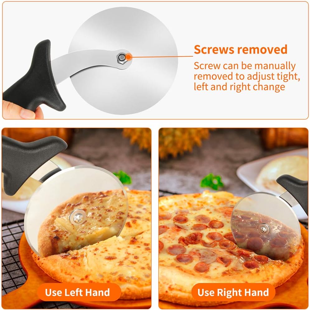Yinghezu Pizza Cutter Wheel, Stainless Steel Slicer, 9.33-Inch Super heavy 173g, Sharp funny Classic Cutters, Kitchen Gadget with finger guard protects, For Pizza Lovers for easy dishwasher cleaning