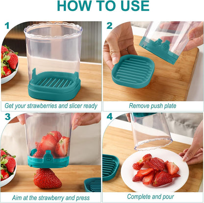 Fruit Slicer Cup: Strawberry Slicer, Strawberries Cutter Cup, Speed Cutter for Banana Grape Egg Kitchen Portable Slicing Tool(Pink)