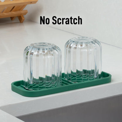 Zulay Kitchen (9x3.5in Sponge Holder for Kitchen Sink - Flexible Heavy-duty Multipurpose Sink Caddy - Counter Organizer for Kitchen, Bathroom, Makeup, Trinkets & More! (Grey)
