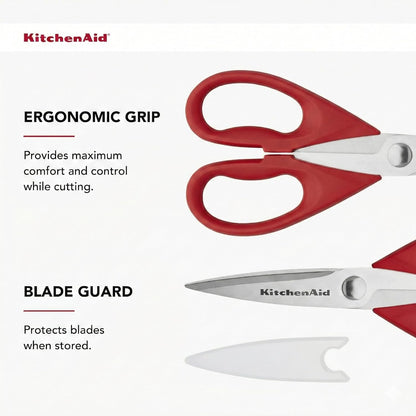 KitchenAid Multipurpose Shear Set, Versatile Scissors with Nutcracker, Bottle Opener, Ergonomic Handles with Protective Blade Covers, 2 Piece
