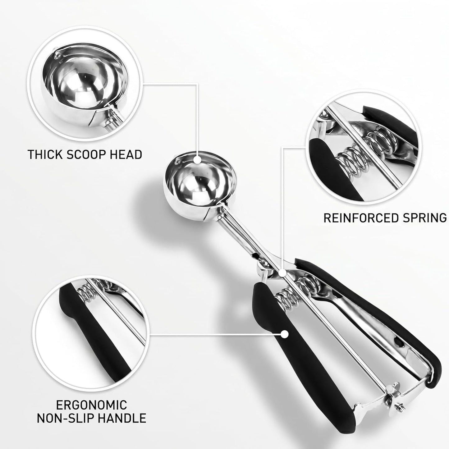 Ice Cream Scoop, 18/8 Stainless Steel Cookie Scoop, Cookie Scoops for Baking, 2 Tbsp/ 30 ml/ 1 oz Cookie Dough Scoop, Ice Cream Scooper with Trigger Release, Cookie Scooper for Baking