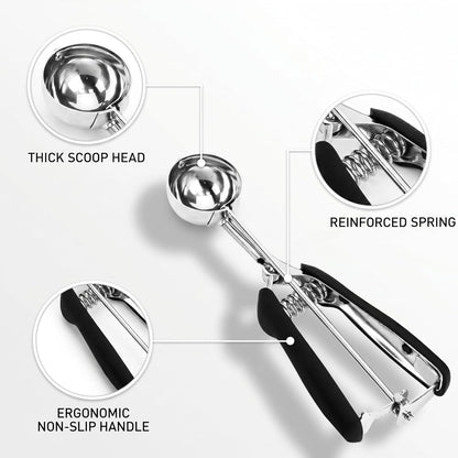 Ice Cream Scoop, 18/8 Stainless Steel Cookie Scoop, Cookie Scoops for Baking, 2 Tbsp/ 30 ml/ 1 oz Cookie Dough Scoop, Ice Cream Scooper with Trigger Release, Cookie Scooper for Baking