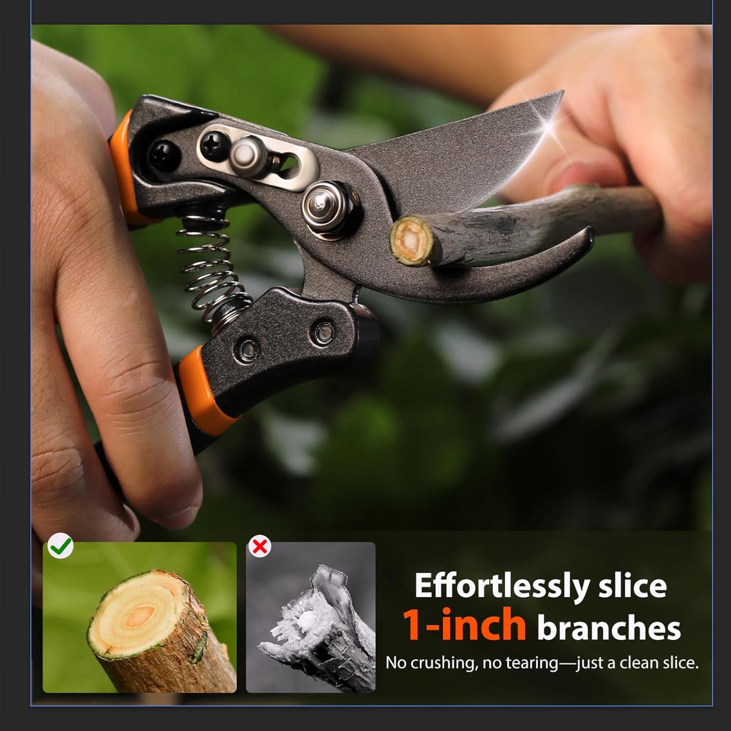 Decerk® 2 Pack Pruning Shears Set, 8.5" Bypass Hand Pruner & 6.5" Precision Snips with Sharp SK5 Steel Blades, Garden Clippers Scissors for Fresh Branch Plant Flower Bonsai
