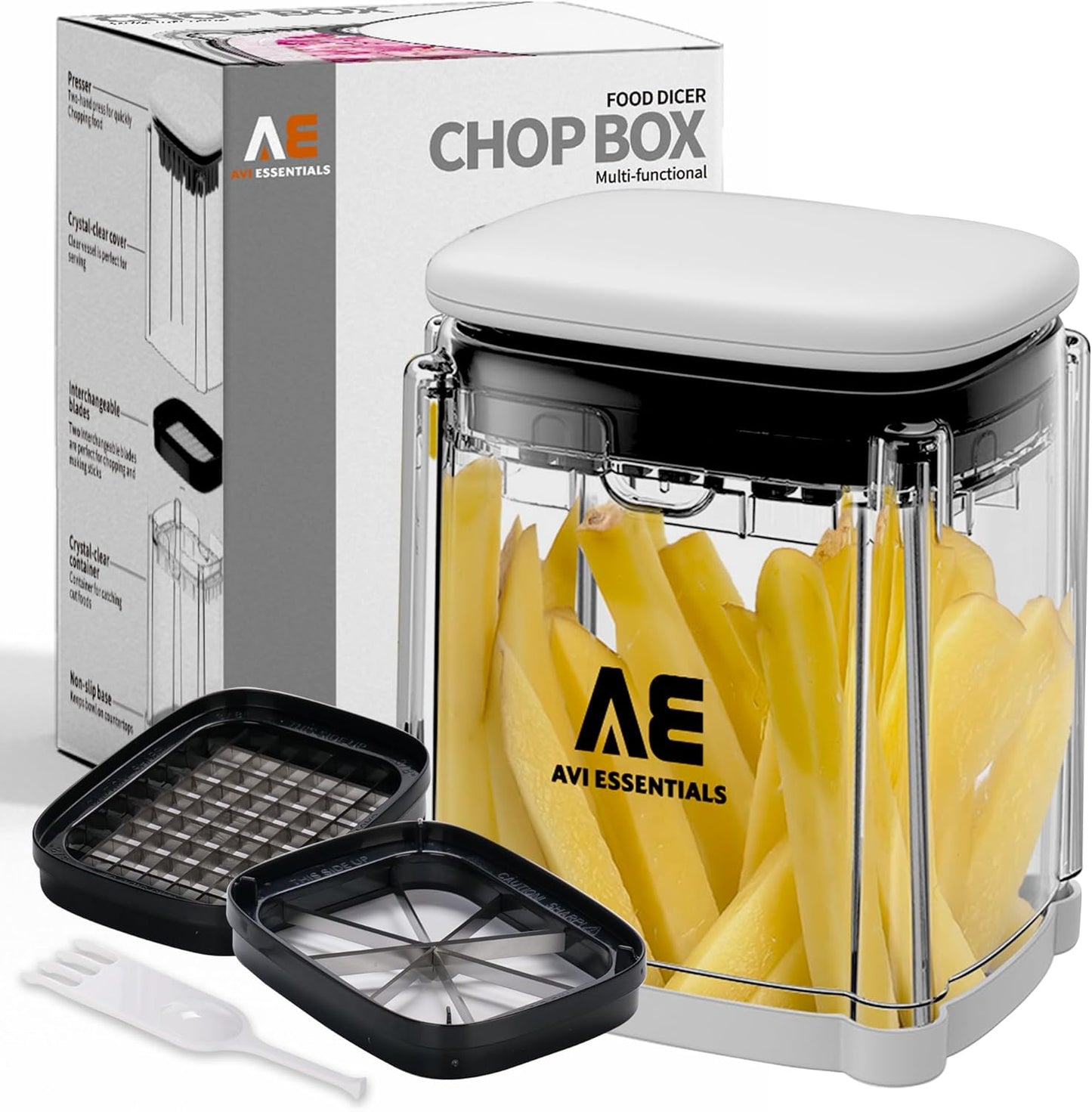 Vegetable Box Chopper | Compact and Convenient Box Chopper for Fruits & Veggies that Comes with Interchangeable Blades and Storage Container | Best Vegetable Cutter for Home Use