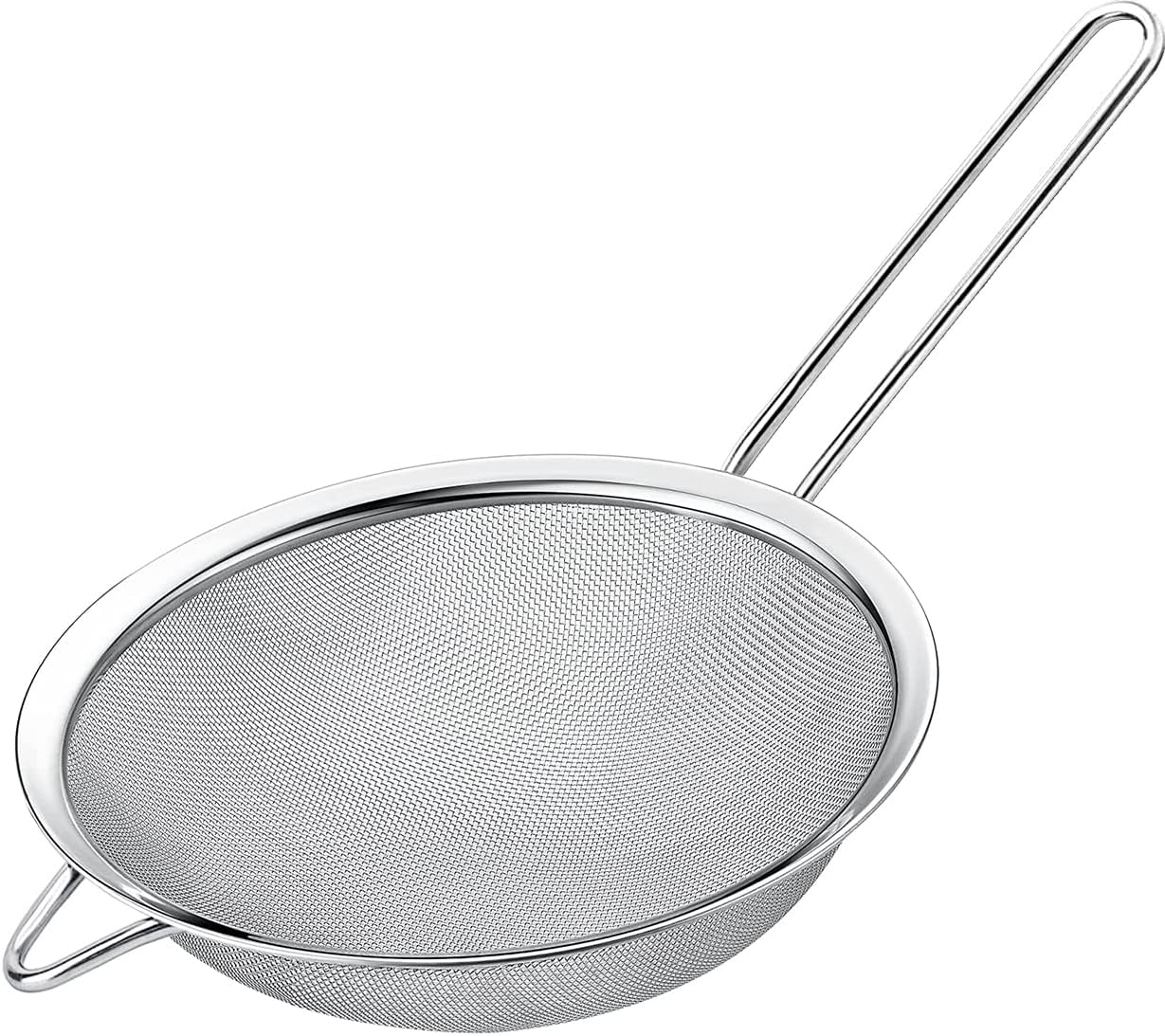 Fine Mesh Strainer with thermo plastic rubber handle - Sieve Fine Mesh Stainless Steel - Ideal to Sift Flour, Icing Sugar, Fruits and Vegetables (6.3 Inches)