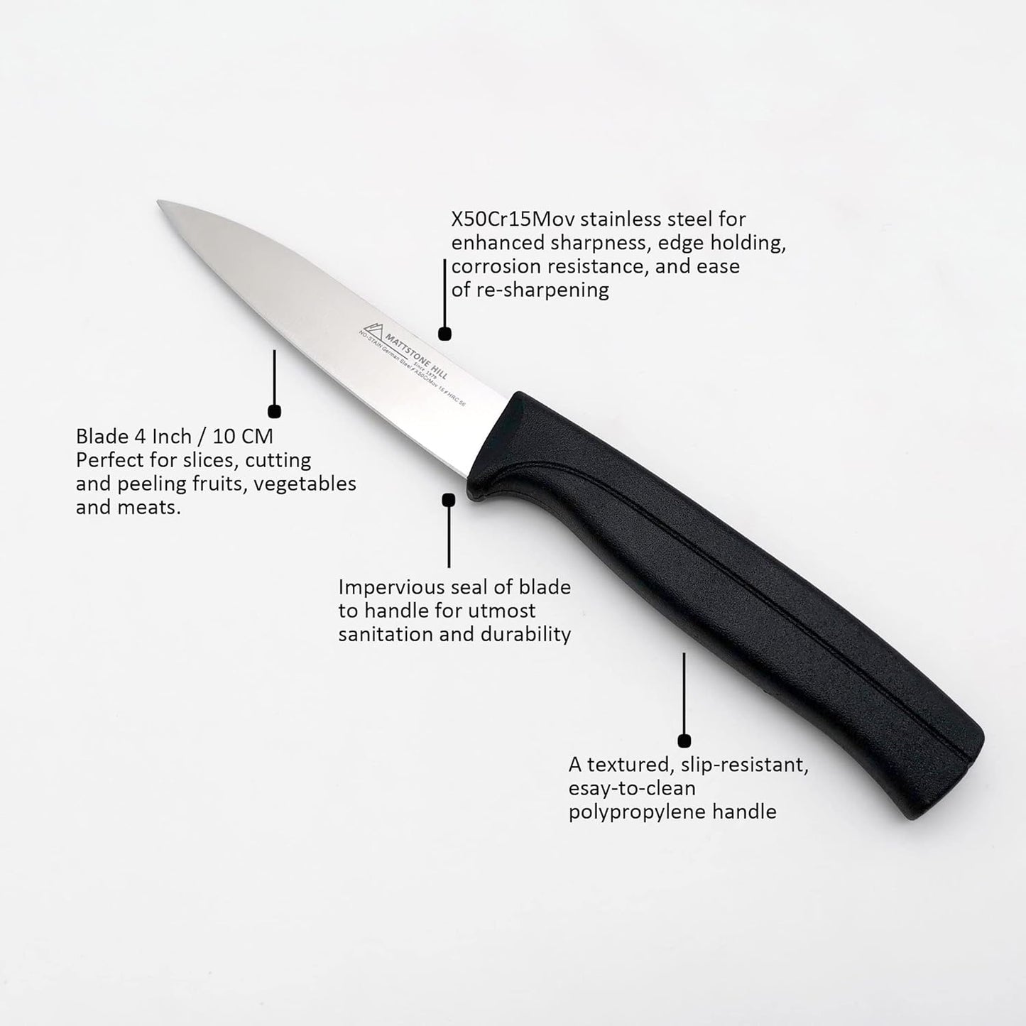 Tomato Knife - MATTSTONE HILL 5 Inch Serrated Kitchen Utility Knife, Serrated Cheese Tools, German X50CrMoV Steel, Red Handle