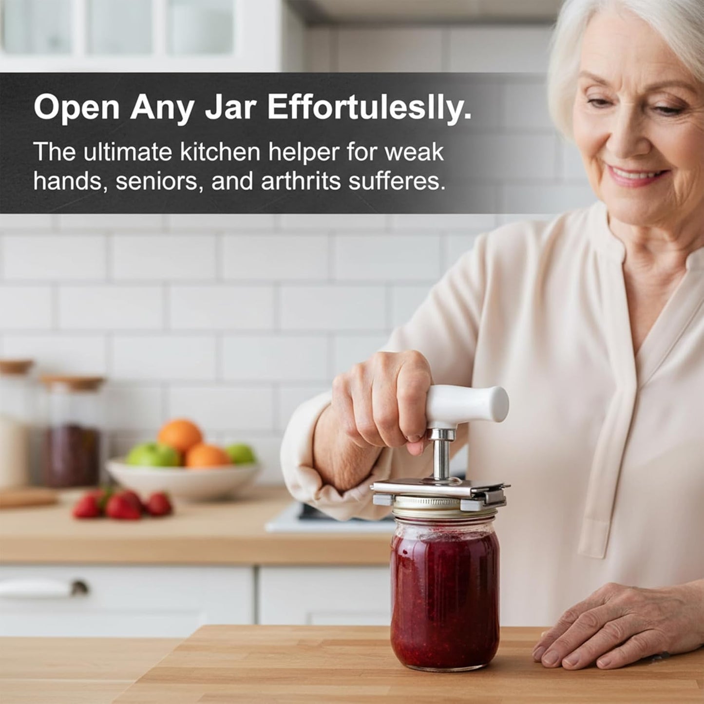 Cap Crack Jar Opener 2026 New Adjustable Multi-Lid Can Opener for Weak Hands - Ergonomic Non-Slip Grip, One-Hand Operation, Opens Bottles Cans Jars Effortlessl (White Green)