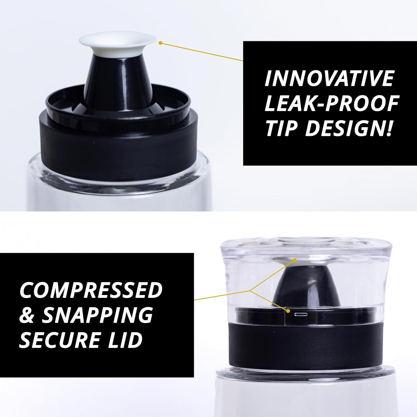 Roen 2pcs Olive Oil and Vinegar Dispenser Set with Labeling Stickers - 10oz 300mL Glass Bottles for Kitchen Oils, Vinegar, Syrup, and Condiments - Cruet Oil Dispenser Bottle (V2, 2), Clear