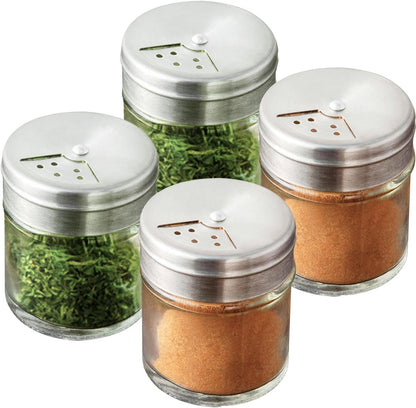 CUSINIUM 2-Pack 1.5oz Glass Spice Seasonings Shaker With Adjustable Lid