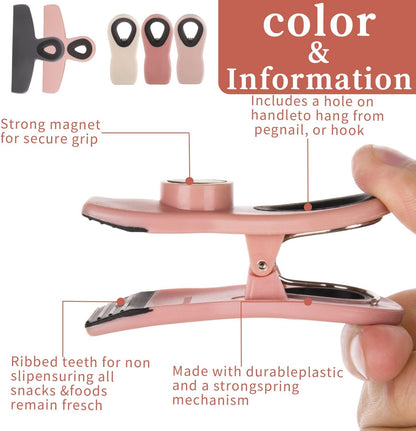 Chip Clips Bag Clips Magnetic Bread Bag Food Package with Silicone Textured Mouth (10pcs Colored)