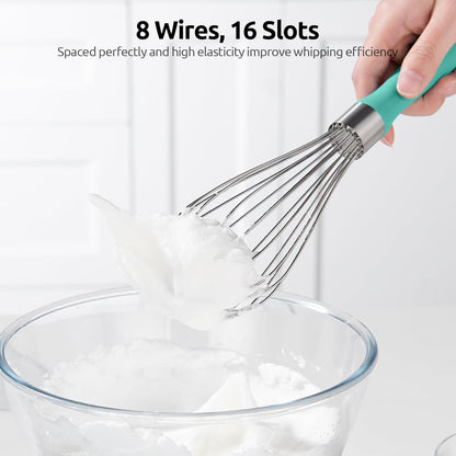 U-Taste 7" Mini Whisk for Cooking: 18/8 Stainless Steel Small Metal Kitchen Wisk, Tiny Hand Mixing Tool for Coffee, Egg, Sauce, 6-Wires Compact Head for Baking, Beating in Bowl, Mug, Jar (Set of 2)