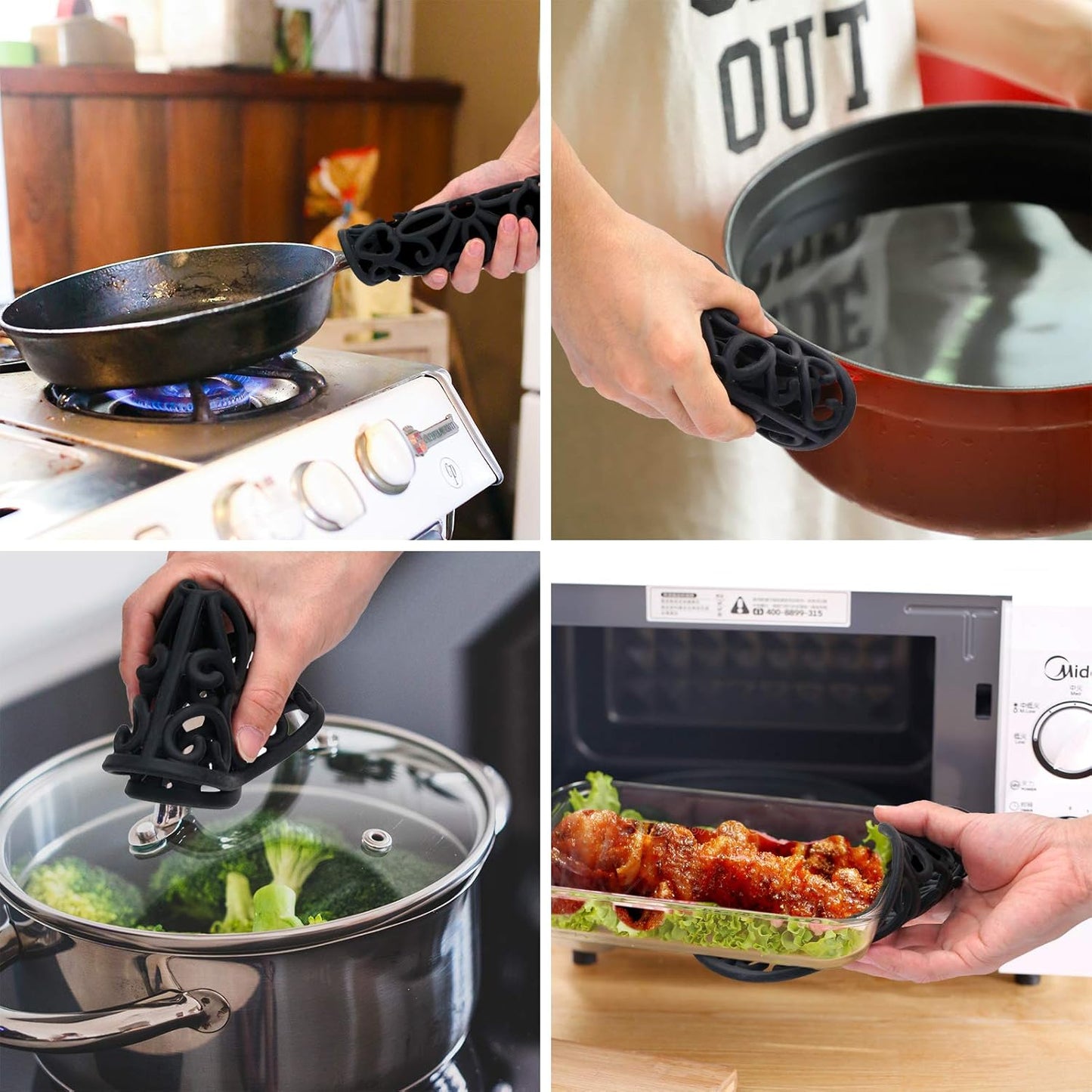 CHEFBEE 3PCS Silicone Trivet Mat - Flexible Non-Slip Heat Resistant Modern Kitchen Teapot Trivets Set for Hot Dishes, Table, Countertop