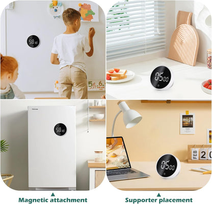 GeeRic Digital Kitchen Timers, 199 Minutes Countdown Countup Rotary Timer, Large LED Stopwatch, Volume Adjustable Kitchen, Study, Workout, and Office Timer Black