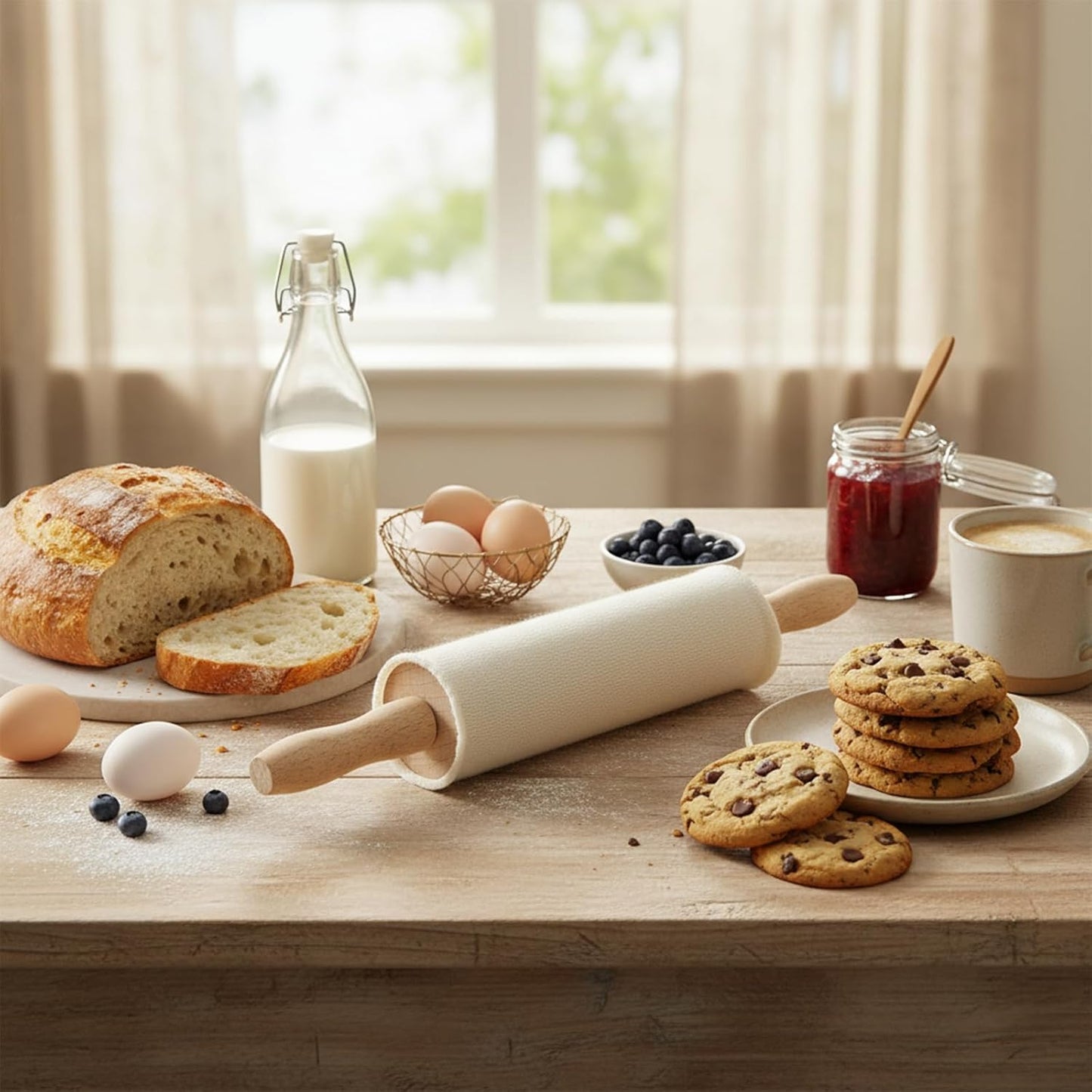 4 Rolling Pin Covers 14.96 x 1.97 Inch Cotton White Rolling Pin Sock Sleeve for Non-Stick Dough Baking Absorbs Excess Flour So Pastries Come out Light and Flakey