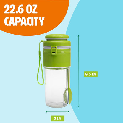 Tasty 2-in-1 Vegetable Spiralizer and Salad Container, Travel Fork Included, Dishwasher Safe, Multiple Compartments, Green