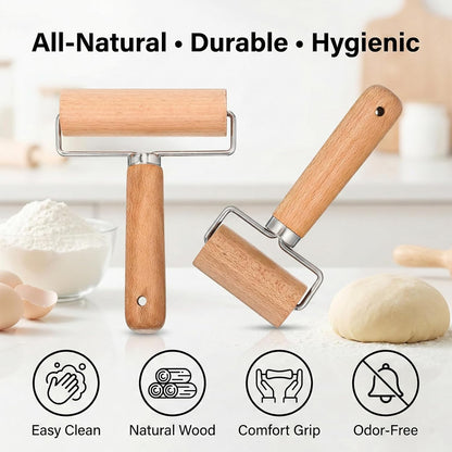 2 Pcs Wooden Rolling Pin Set, Wooden Dough Roller, Non-Stick Baker Pastry Roller, Pizza Rollers, Small Rolling Pin, Dough Baker Rollers Set for Home Kitchen Baking Cooking (2 Sizes)