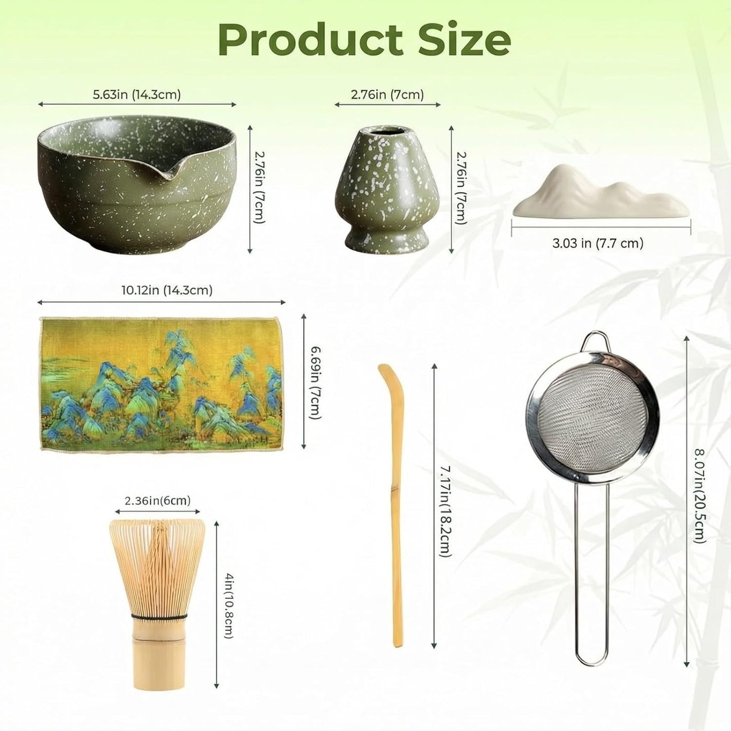 Matcha Whisk Set ,7 Pcs Matcha Set, Matcha Kit for Ceremony, Tradition Tea Set for Making Breakfast/Latte, with 20 OZ Bowl(Chawan)/Whisk and Holder, Valentine's Day Gift for Family/Friend Tea Lovers