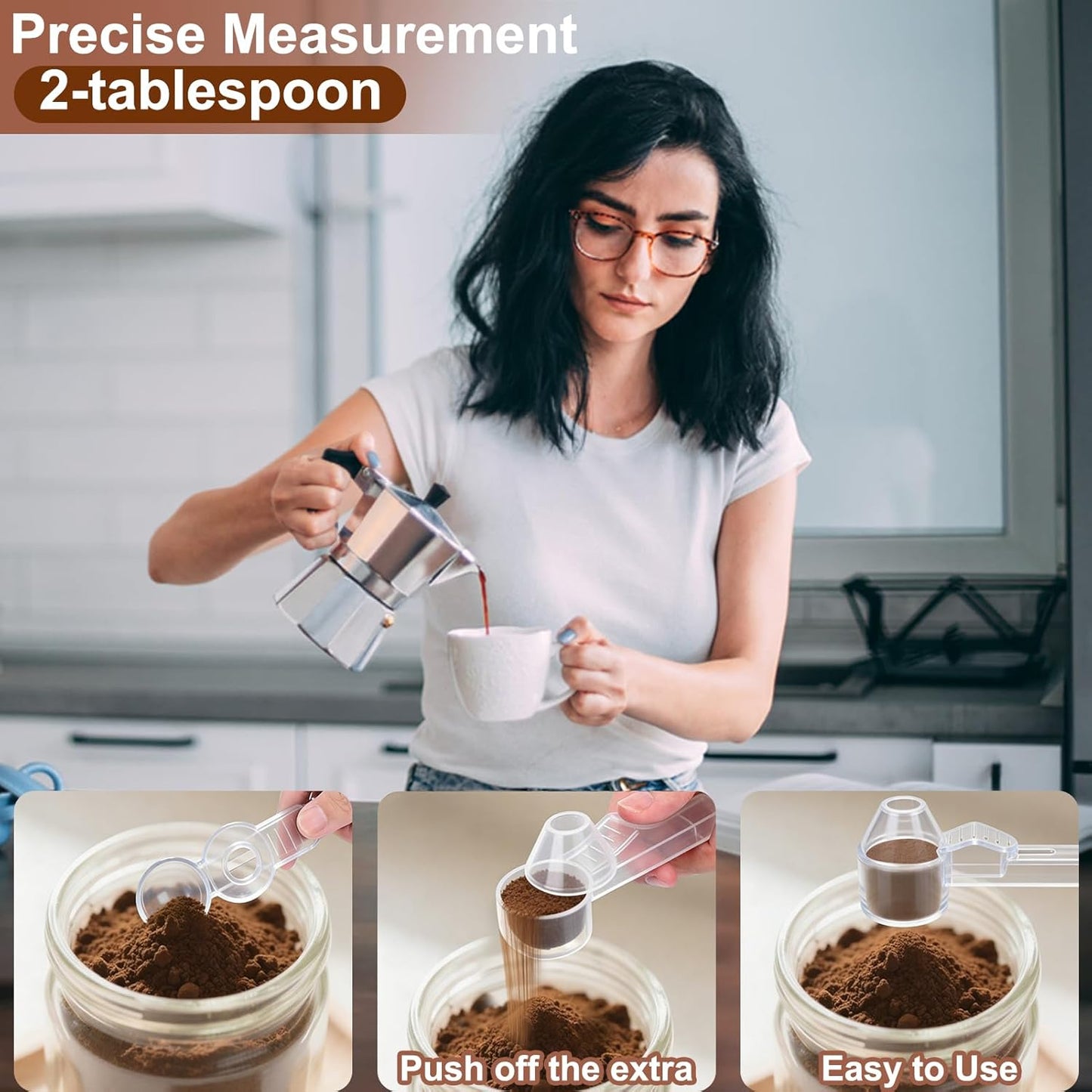 Palksky Coffee Scoop & Funnel for Reusable K Cup Refillable Coffee Pods, 2 Tablespoon Slide Coffee Measuring Funnel Scooper,1PCS
