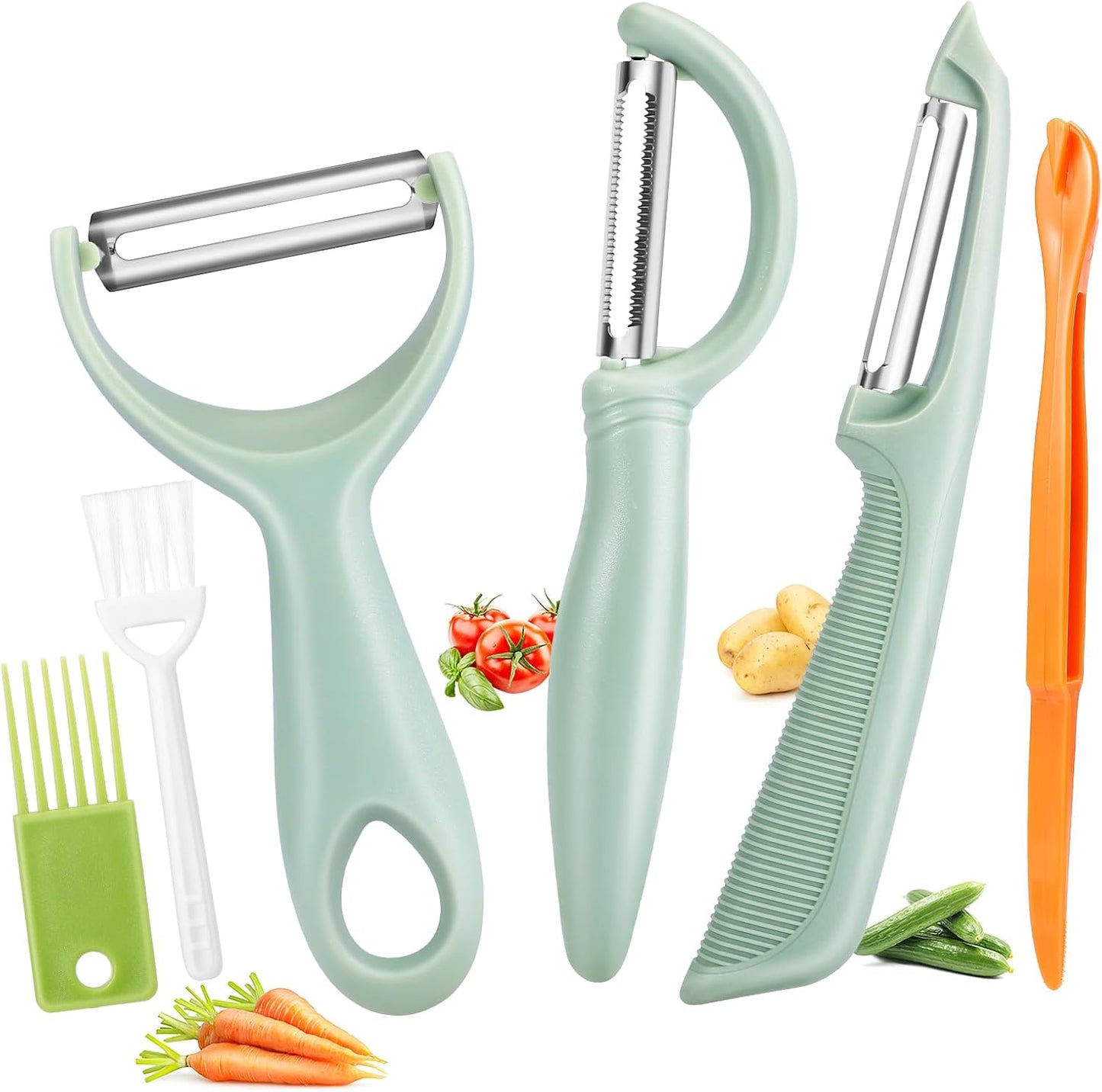 Senbowe Upgrade Potato Peeler for Kitchen, 6PCS Stainless Steel Vegetable Peeler, I and Y Veggie Food Peeler for Apple Fruit Carrot Zucchini Cucumber,Good Grip Makes Peeling Very Easy