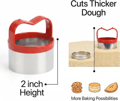 3Pcs Round Cookie Cutters with Handle, Circle Biscuit Cutter for Baking, Dough Cutter, Metal Cookie Cutters, Coated and Soft PVC for Protection