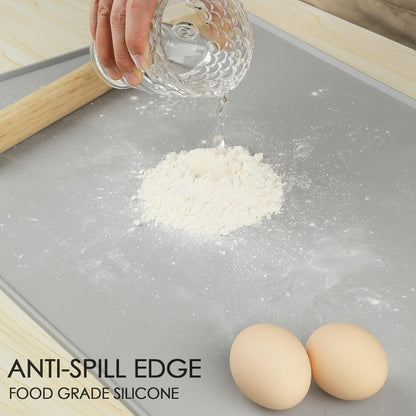 Standard Silicone Mat,Black Baking Mat-Food Grade Kids Dinner Table Placemat Non Slip Counter Mat with Raised Edges Heat Resistant Mat for Air Fryer Nonstick Pastry Dough Mat(1 Pack 23.6'' x 15.7'')