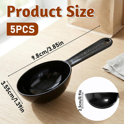 Small Scoops for Canisters, 5 Pack Plastic Coffee Measuring Scoop Table Spoons Measuring Spoon Short Handle Plastic Scoops for Coffee Loose Tea Protein Spices Other Dry Goods, Black 7g