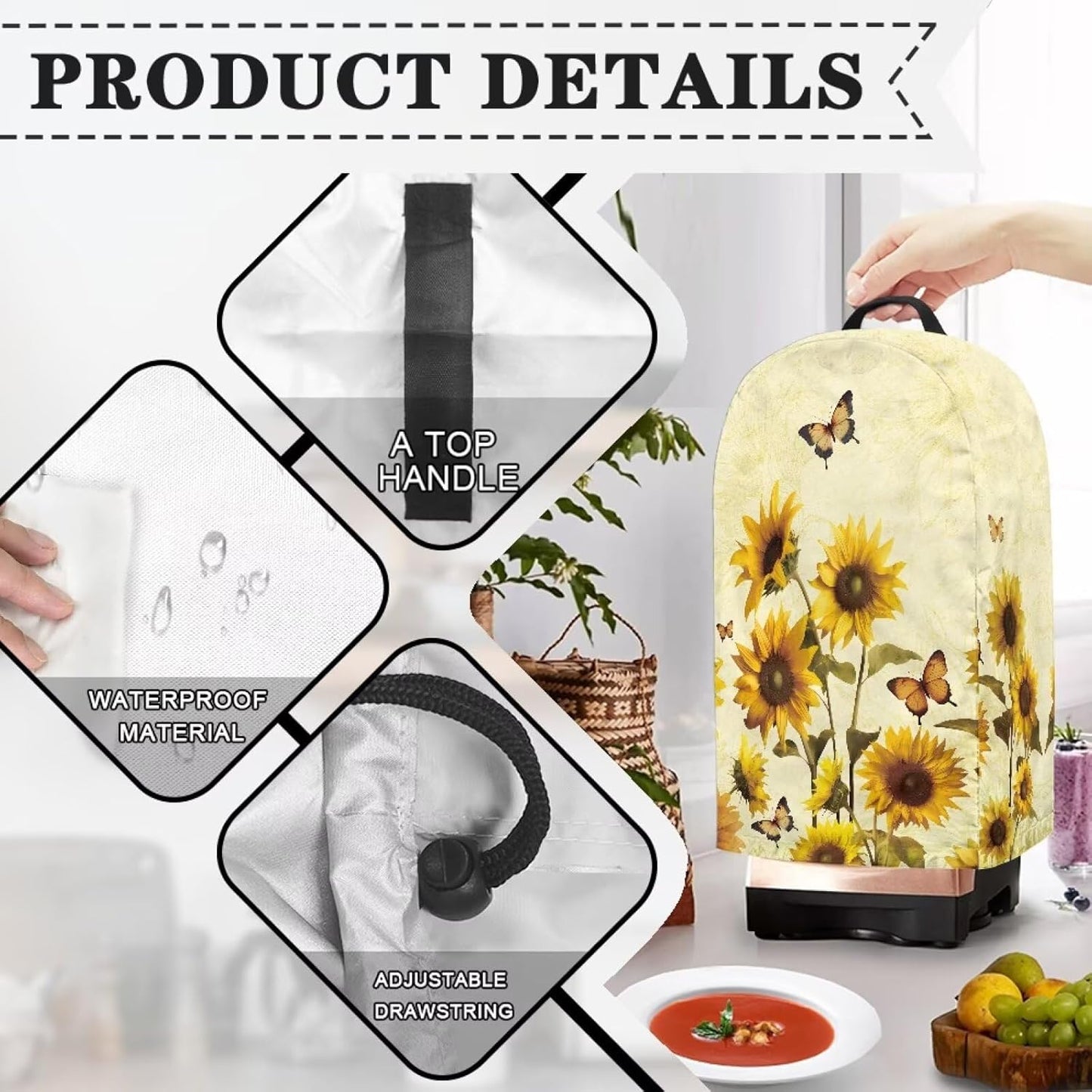 Coffee Pastry Blender Dust Cover with Drawstring Field Stand Mixer or Coffee Maker Cover Anti Fingerprint Polyester Appliance for Home Kitchen Decor