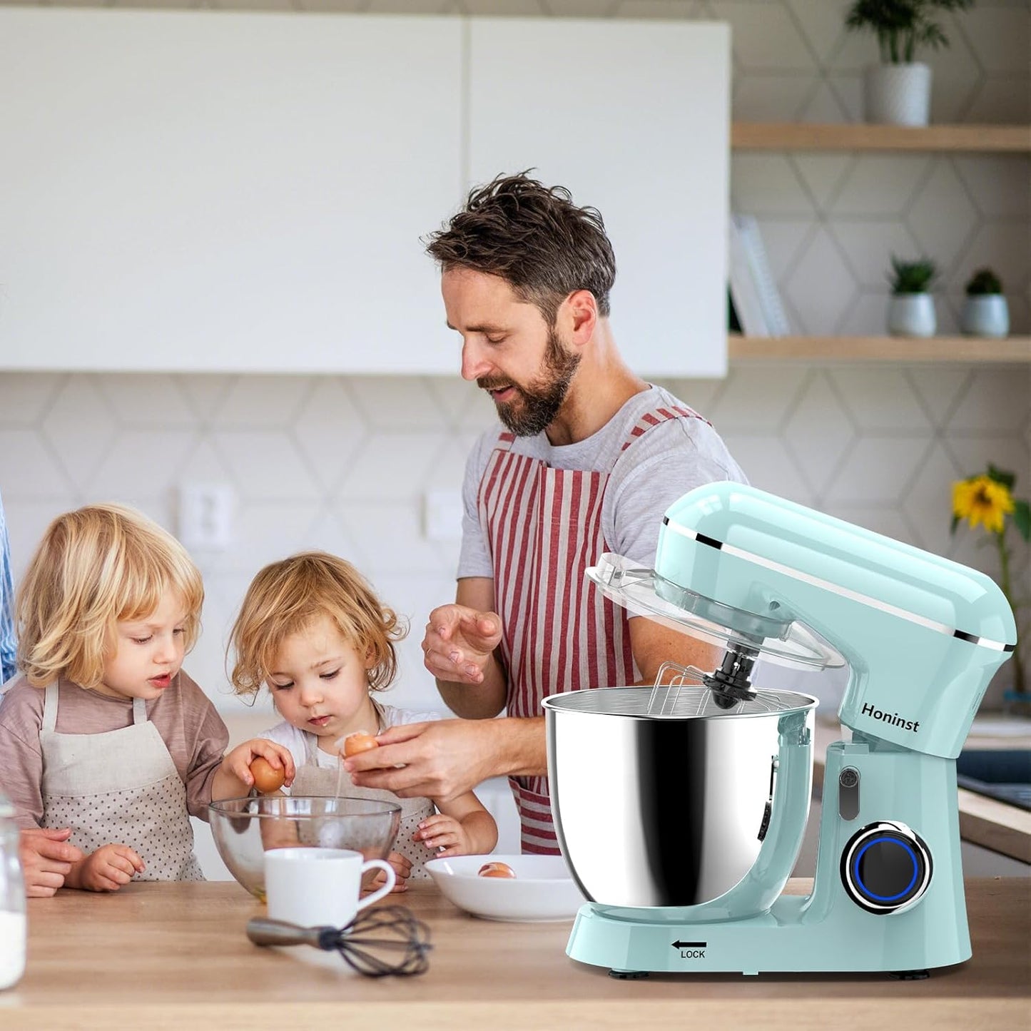 Honinst Stand Mixer, 6.5QT 10-Speed Tilt-Head Electric Stand Mixer, 3-In-1 Kitchen Mixer with Bowl, Dough Hook, Whisk and Beater, Food Mixer for Baking, Cake and Most Home Cooks, Black