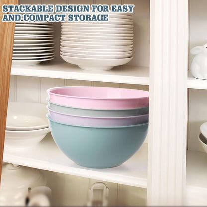 Greentainer 4-Piece Plastic Mixing Bowl Set with Lids for Kitchen, 67oz Lightweight Storage Bowls, Large Salad Bowls for Baking, Prepping, Cooking and Serving Food, Dishwasher & Microwave Safe
