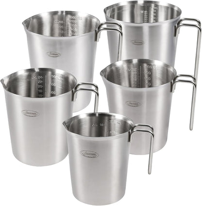 Newness Stainless Steel Measuring Cup, Metal Measuring Cup with Handle (Upgraded, 3 Marking Including Cup/ML/Ounce Scale), 16 Ounces (0.5 Liter, 2 Cup)
