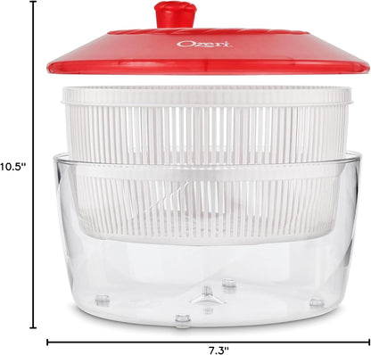 Ozeri Italian Made Fresca Salad Spinner and Serving Bowl, BPA-Free, Green, 4.4 qt